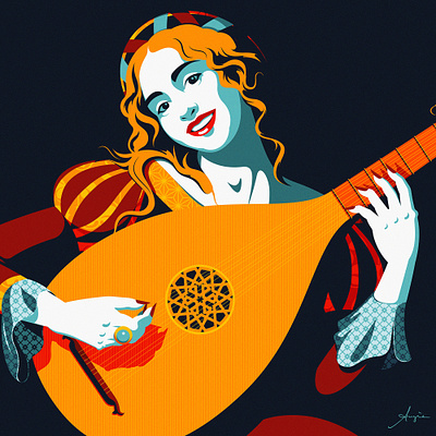 "The Lute Player" - Homage art adobe illustrator blue contrast daily art dutch masters dutch painting flat design frans hals homage illustration lute maid middle ages renaissance stylized the lute player tribute vector vector illustration woman