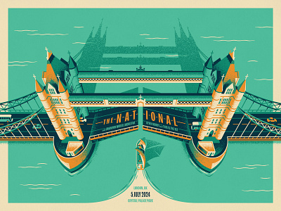 The National - London, UK Poster aerial view boat bridge dan kuhlken design dkng dkng studios geometric illustration london london bridge nathan goldman sailboat the national tower bridge vector