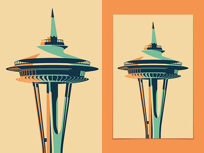 Space Pencil Art Print art print dan kuhlken design dkng dkng studios geometric illustration nathan goldman pencil poster screen print seattle space needle vector