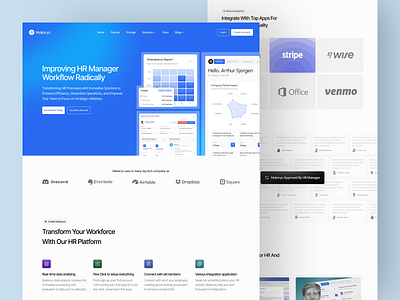 Makaryo - HR Management Landing Page design hr management tools hr website human capital human resource human resource website landing page management tools management tools website management website product design landing page saas saas landing page saas web design saas website ui ui design uiux web website