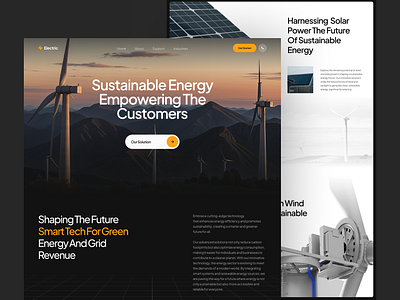 Electric - Renewable Energy Website aesthetich design eco ecofriendly electric energy green minimalist nature solar panel sustainable turbin ui uiux website