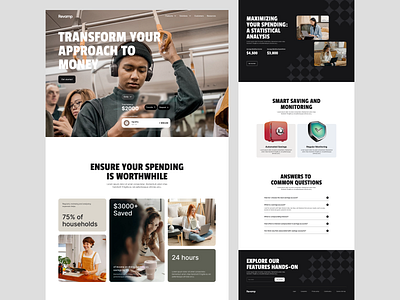 Landing page for savings app branding clean design desktop hero section homepage landing page layout minimalist photography responsive typography ui ux website whitespace