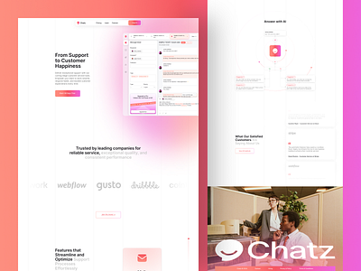 Landing Page Design for Chatz card clean colorful customer service design home page landing landing page modern saas saas landing page saas web saas website ui web web design web designer webflow website website design