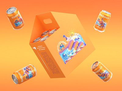 Riddance - Packaging Design 3d beach beer branding can creative design design drinks freedom fun graphic design illustration joy logo orange packaging packaging design typography vector