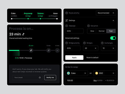 Transferto | Cross-chain swaps app application cross chain crypto crypto exchange defi financial app fintech identity plugin progress bar settings swap swapping synthwave ui web app web3 widget