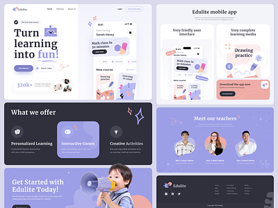 Landing Page Design for Education Platform for Children branding children clean colors design education fun happy homepage illustration landing page logo pastel typography ui ux website whitespace