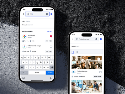 Workedin: Job Board Mobile App - Search 🔍 design empty state hiring job application job board job finder linkedin mobile app mobile app uiux office product design saas search ui ui design uiux upwork ux ux design work