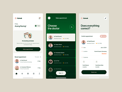 Komuk Express - Clinic Aesthetic aesthetic app appointment beauty book branding clinic cosmetic design doctor health minimal minimalist mobile typography ui ux