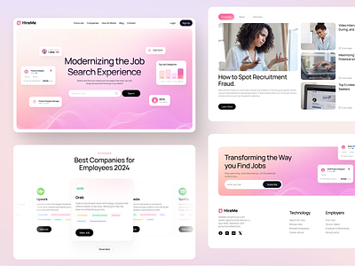 HireMe - Job Seeker Website career companies employers hiring job board job directory job finder job listing job portal job search job seeker landing page platform recruitment resume saas ui ux web design webflow designer work