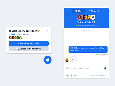 Crisp Chatbot – Chat and Helpdesk chat widget chatbot design system flexible design systems helpdesk modular design product design