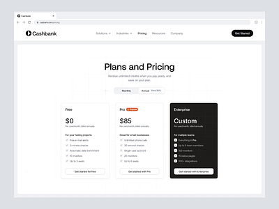 Cashbank - Pricing Page animation b2b clean dipa inhouse finance fintech modern pricing pricing page saas startup web design website